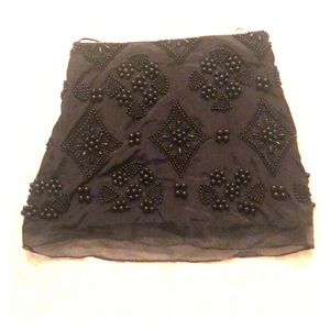Black Beaded Mini Skirt